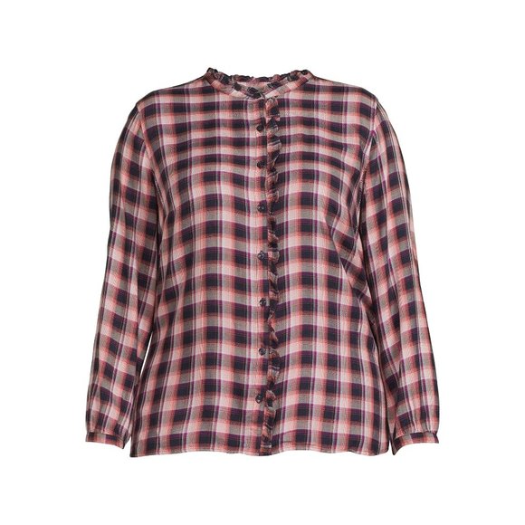 Tartan Plaid Button Down Long Sleeve Shirt Top Sz 0X NWT - Picture 9 of 9